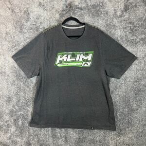 Klim Mens Large Short Sleeve Crew Neck Gray Graphic T Shirt Snowmobiles Casual